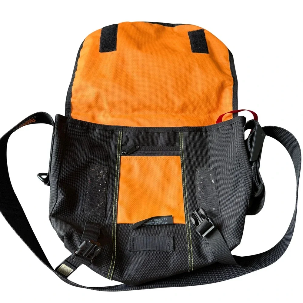 Vintage Timbuk2 Classic Messenger Bag Medium Black Orange Laptop Nylon